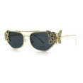 thumbnail image 4 of Luxury Womens Heavy Rhinestone Iced Out Cat Eye Metal Sunglasses Gold - Black, 4 of 8