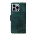 thumbnail image 4 of ELEHOLD For iPhone 13 Pro Max Leather Wallet Phone Case, Embossed Diamond Folio Flip Cover, Card Holder Cash Slot, Stand Support, Wrist Strap Lanyard -Green, 4 of 9