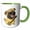 Green/White, variant on 3drose, Funny Cute Pug Puppy Dog Playing Banjo Cartoon, 15oz Two-tone Blue Mug