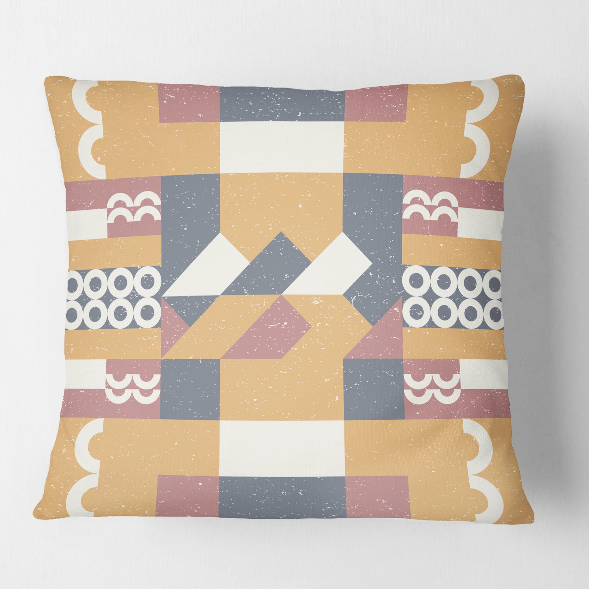 Designart Retro Geometric Design VI' Mid-Century Modern Throw Pillow - 18x18