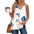 thumbnail image 2 of GERsome Tank Tops for Women Summer V Neck Sleeveless Floral T Shirts Trendy Loose Fit Beach Vacation Tops S-2XL, 2 of 7