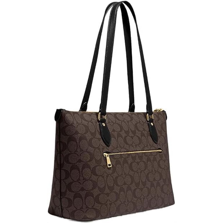 バッグ OLD COACH Tote bag long strap Dark brown Coach Brown Signature C Woven Canvas Bag w/Leather Trim & Turnlock