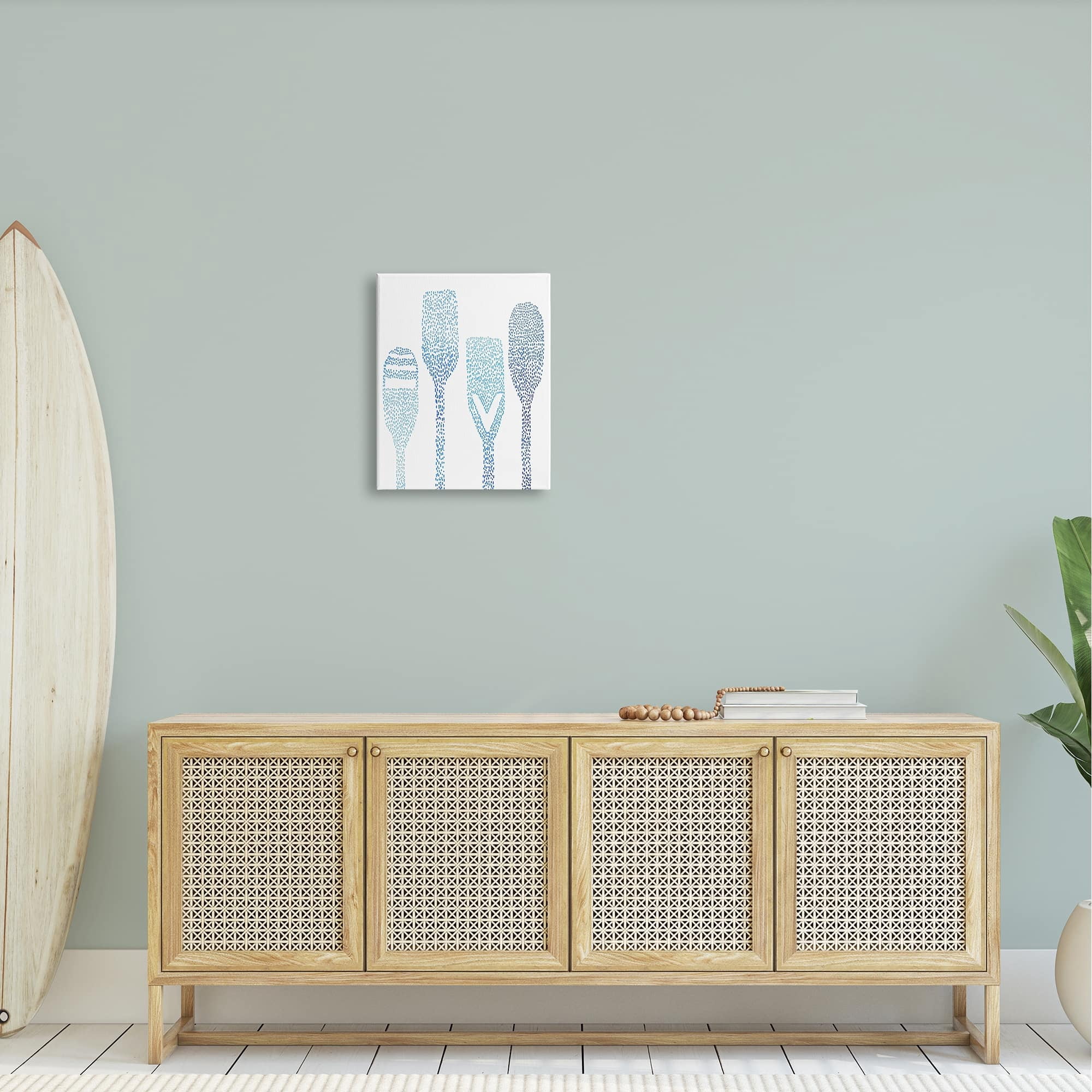 Stupell Boat Oars Abstract Stipple Pattern Landscape Painting Gallery Wrapped Canvas Print Wall Art