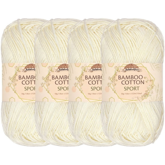 JubileeYarn Bamboo Cotton Sport Yarn - 50g/skein - Almond Milk - 4 Skeins