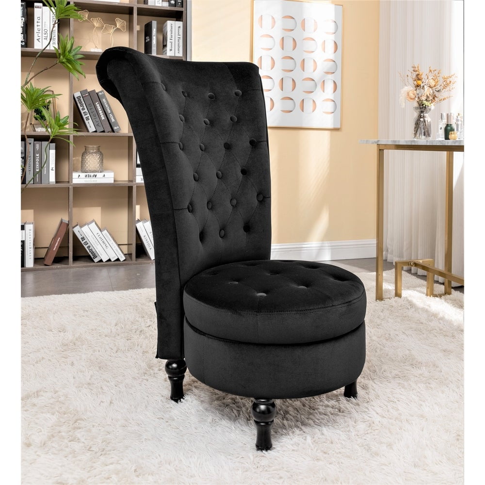 Uspridefurniture Gosser 20" Wide Velvet High Back Vanity Chair, Black ...