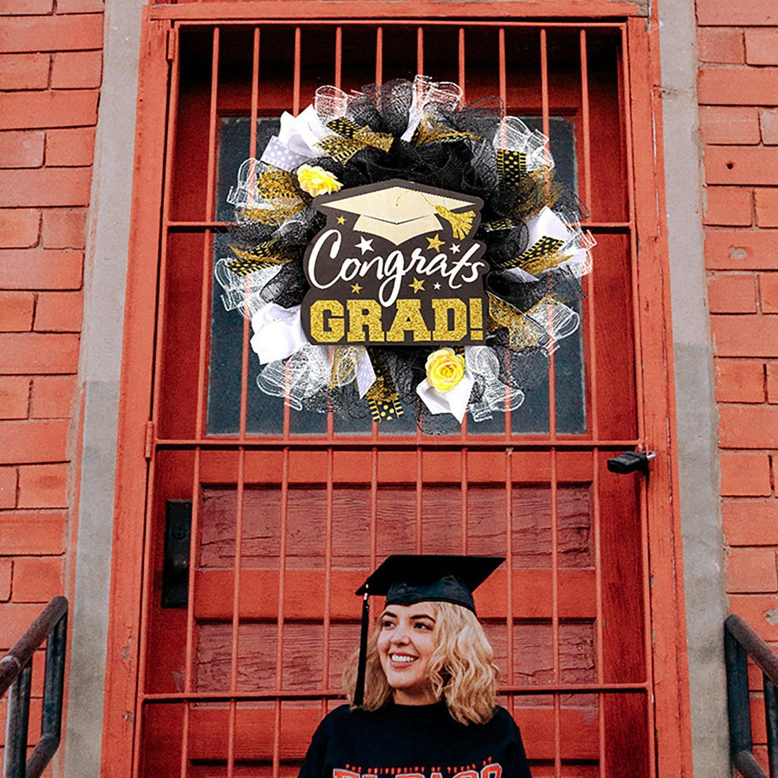 Graduation Gifts For Her Congrats Graduation Season Decorative Garland Mesh Hat Wooden Sign Garland Classroom Door Hanging Graduation Season Door Hanging Garland Decoration