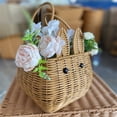 thumbnail image 2 of Lilixerw Easter Faux Rattan Woven Bunny Fruit Basket with Rabbit Ear,Double Handles Sturdy Decorative Rabbit Storage Basket for Kitchen,Dining Table,Patio,Home Decor Gift, 2 of 5