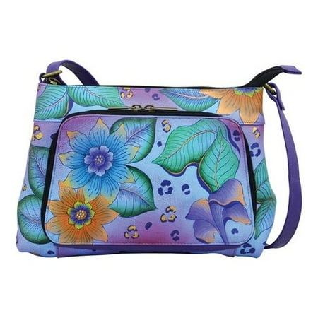 Hand Painted Cross Women's ANNA by Anuschka Hand Painted Crossbody Organizer 8238 Tropical Safari OSFA ()