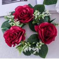 thumbnail image 6 of PEONAVET Rose Candle Wreath Artificial Silk Flower Ring Leaf Candle Wreath Wedding Valentine Day Party Table Candlestick Decorations, 6 of 6