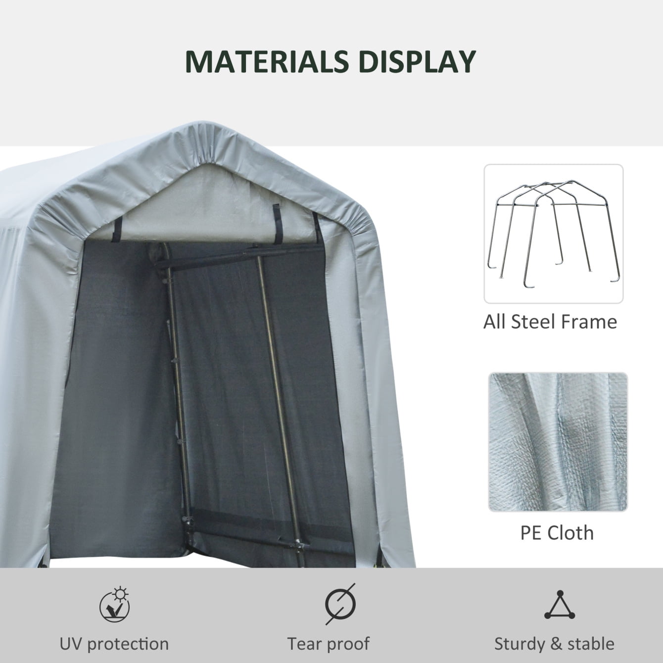 Outsunny 6' x 8' Portable Carport Garage Shelter with Anti-UV Cover, Heavy Duty Storage Tent for Vehicles, Motorcycles, Lawn Equipment, and Outdoor Tools Protection