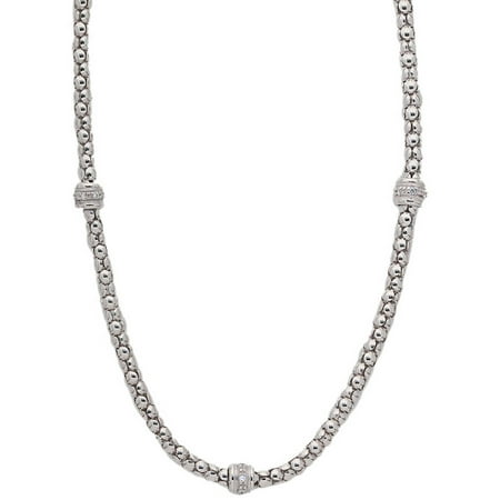 Pori Jewelers CZ Sterling Silver Rhodium-Plated Necklace