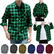 DDAPJ PYJU Dad and Son Matching Plaid Shirts Long Sleeve Casual Button Down Shirts Lightweight Shackets Blue L