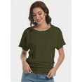 thumbnail image 3 of Womens Short Sleeve Boat Neck Side Shirring Dolman Drape Top, 3 of 6