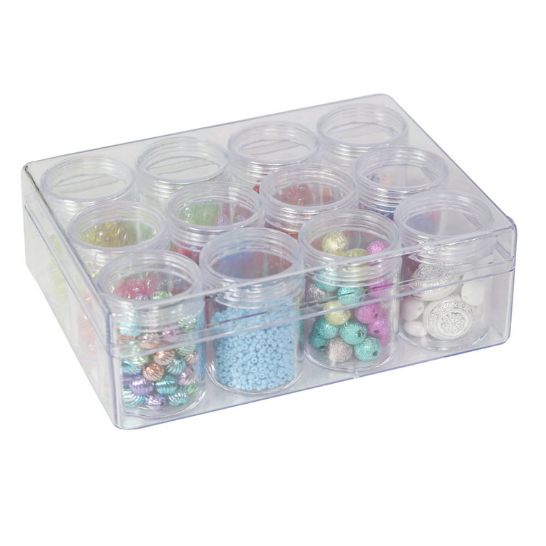 Everything Mary 12-Unit Plastic Beading Craft and Hobby Storage Box, Clear  (Single) 