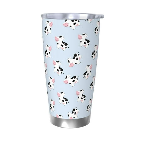 

Zeuib Cute Farm Cow Printed 20oz Stainless Steel Insulated Car Cup Stainless Steel Thermal Cup Vacuum Insulated Leak-proof Travel Mug Cup-Without Straw