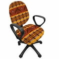 thumbnail image 1 of Tribal Office Chair Slipcover, Indigenous Tribal Style Eagles Traditional Elements, Protective Stretch Decorative Fabric Cover, Standard Size, Cinnamon Marigold Grey, by Ambesonne, 1 of 5