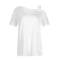 thumbnail image 4 of VERUGU Women's Casual Short Sleeve Tunics Camisole Tops One Shoulder T-Shirt Summer Trendy Solid Loose Comfy Flowy Blouse Tank Top for Leggings White XXL, 4 of 5