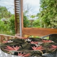 thumbnail image 2 of Ambesonne Tropical Fitted Round Tablecloth, Plumeria Strelitzia Flower, 56"- 60" Diameter, Dark Coral and Fern Green, 2 of 5
