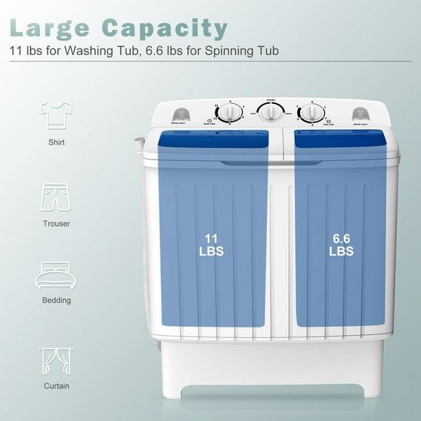 Machine Ã laver portable double tambour â€“ Lave-linge sÃ©chant compact  7,9kg 