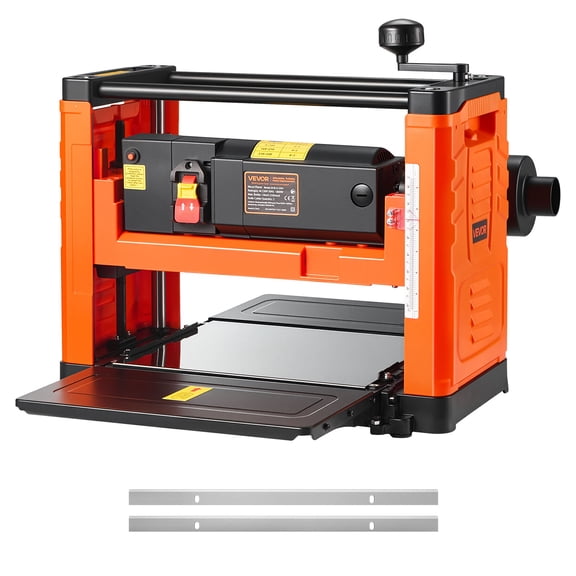 VEVOR Thickness Planer, Two-Blade, 13-Inch Width Worktable Power Benchtop Planer,1800W 23500 RPM Powerful Motor, Dual Rollers, Over Protection, Single Speed Woodworking,for Hard & Soft Wood Material