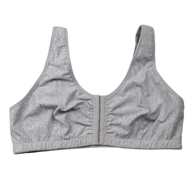 Gibobby Brasier de Cierre Frontal Sujetador de correa de hombro grueso de algodón ajustable con hebilla frontal sexy cómodo para mujer(Gris,Grande)
