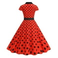 thumbnail image 4 of Kaemgyyd 1950s Dresses for Women Vintage Retro Polka Dot Short Sleeve Tie Midi Dress A-Line Flowy Cocktail Party Dresses, 4 of 5