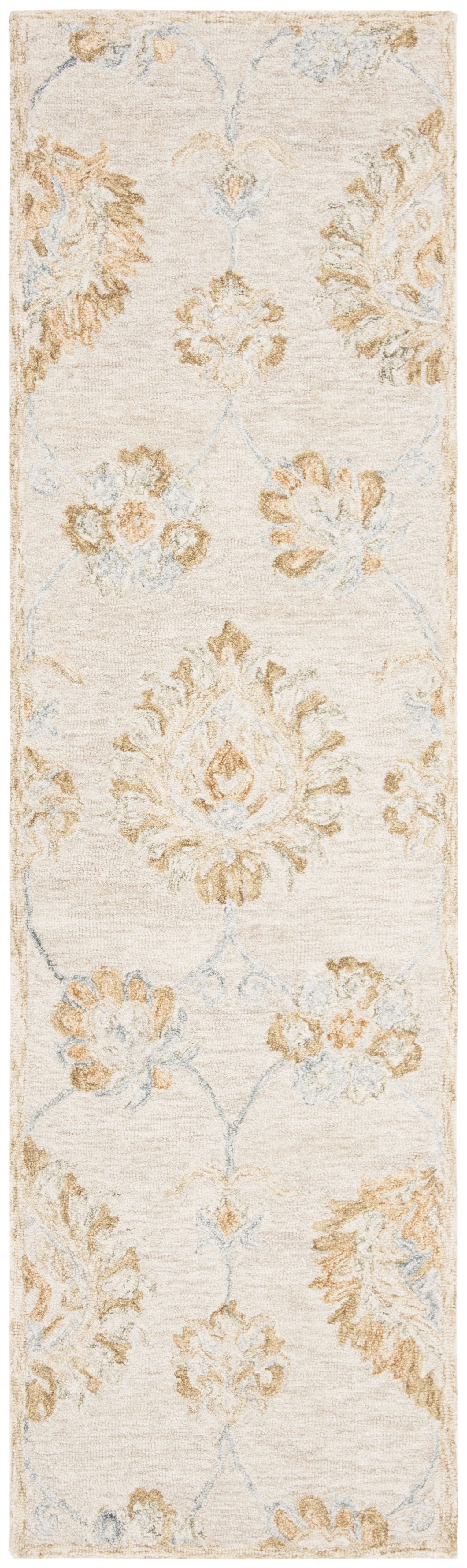 SAFAVIEH Blossom Hannah Floral Flowers Wool Runner Rug, Beige/Sage, 2'3" x 8'