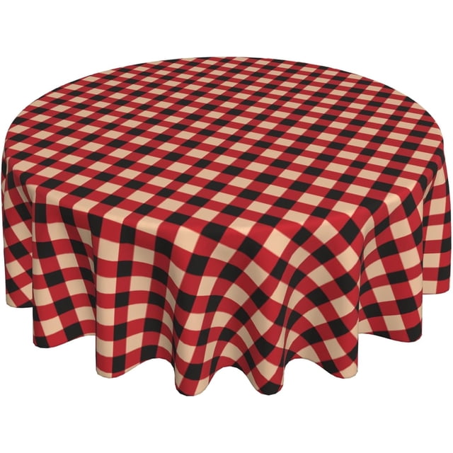 Round Tablecloth 60 Inch, Red Lumberjack Plaid Round Table Cloth Waterproof Stain Resistant Table Cloth Dining Table Cover for Party, Wedding, Cocktail, Banquet, Festival