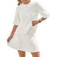 thumbnail image 2 of Women 2 Pieces Knit Set Half Sleeve Pullover Sweater and Mini Skirt Matching Sets, 2 of 7