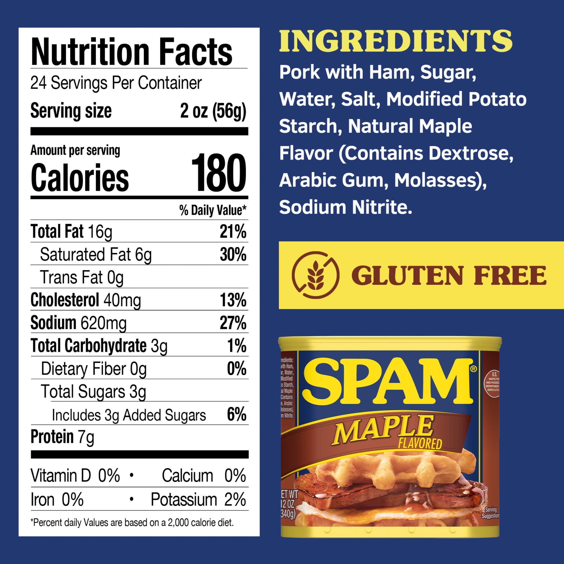 (2 pack) SPAM Maple Flavored Canned Ham, 12 oz Aluminum Can (4-Pack)