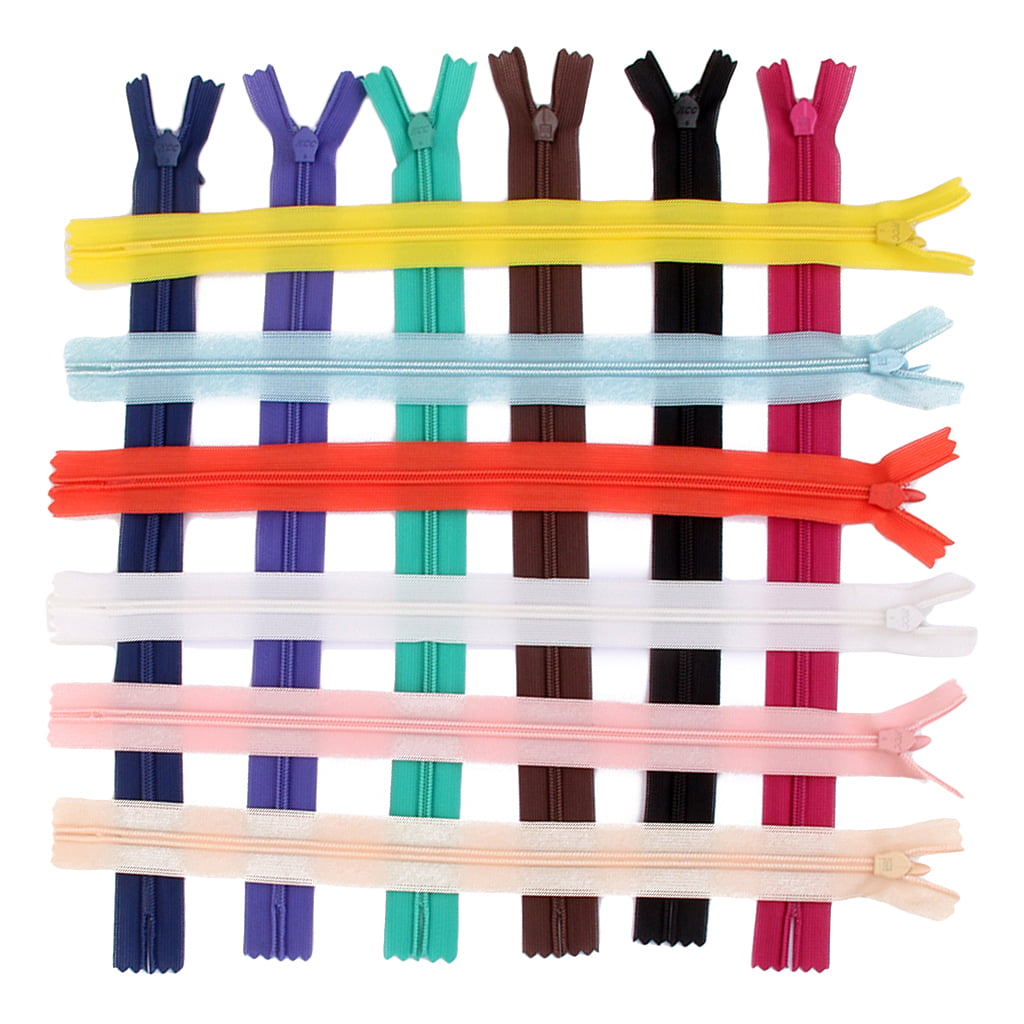 50pcs Assorted CONCEALED INVISIBLE NYLON ZIPS SEWING CLOSED END ZIPPERS 7" 