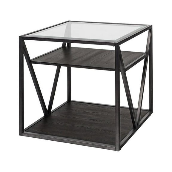 Arista Medium Gray Metal Framed End Table