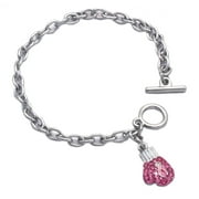 cocojewelry Breast Cancer Awareness Pink Ribbon Boxing Glove Charm Bracelet