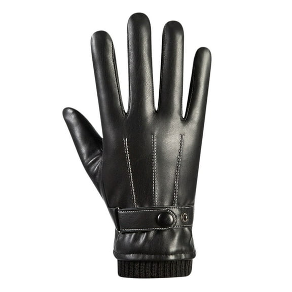 Fnyoxu Winter Men's Gloves,Outdoor Cycling,Cold and Warm,Plush Gloves,Wrist Buckle Leather Gloves