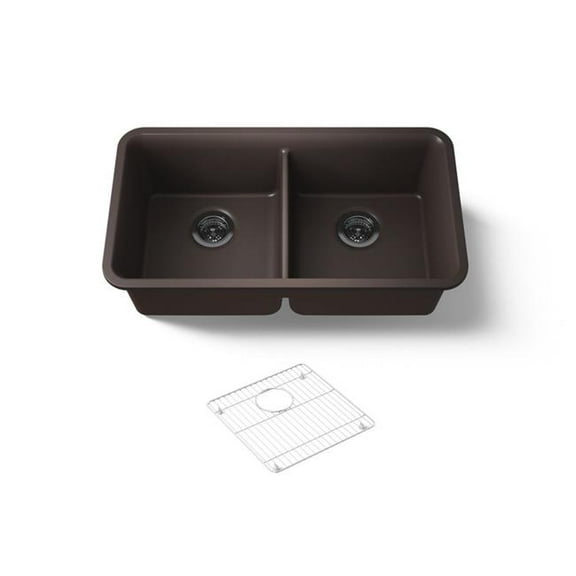 Kohler 8199-CM2 33.5 in. Undermount Double Bowl Kitchen Sink - Matte Brown