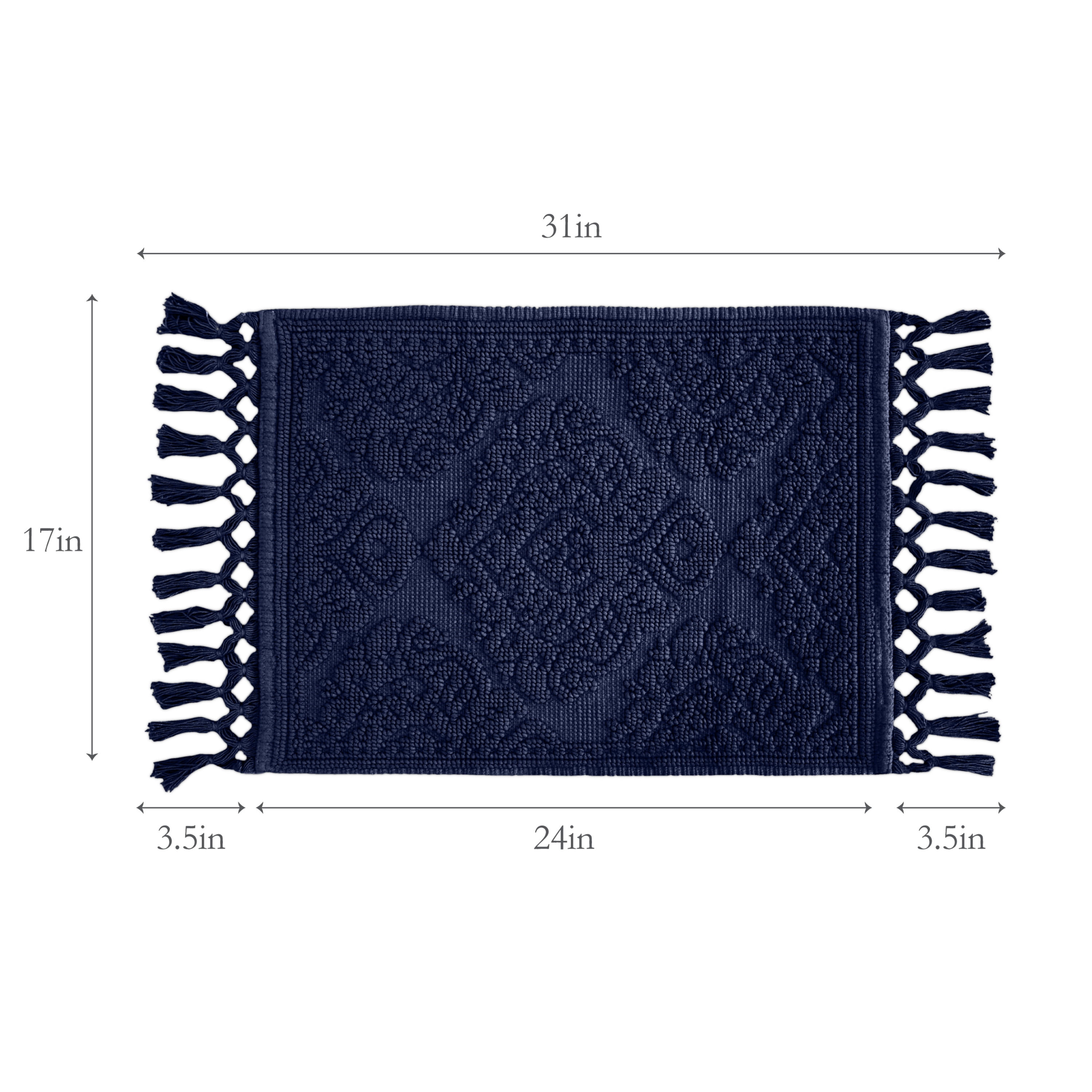 Jean Pierre Ricardo Cotton Fringe 17 x 31 in. Bath Rug, Indigo
