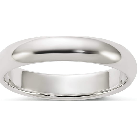 Sterling Silver Rhodium-Plated 4mm Half-Round Band (Size 7) Made In United States qwh040rh-7