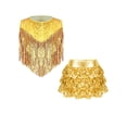 thumbnail image 3 of Manyakai Girls Metallic Gloss Shiny Sequins Disco Dance Sleeveless Tassels Top with Tiered Ruffle Gold 8, 3 of 5