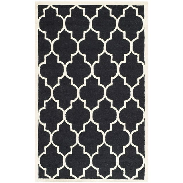 Safavieh Cambridge 3' X 5' Hand Tufted Wool Rug in Black and Ivory