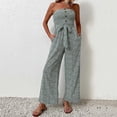 thumbnail image 1 of ICHUANYI Clearance Fashion Women Summer Casual Sexy Short Sleeve Printing Bandage Pants Jumpsuits(Green, S) ICHUANYI WER2023081004489, 1 of 6