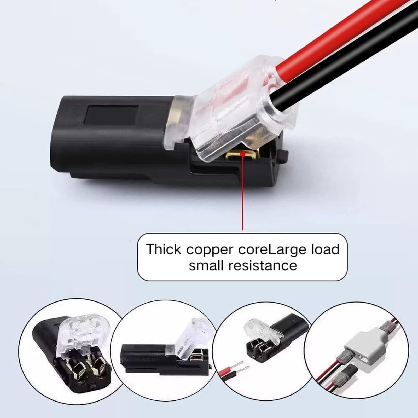 200 PCS Double-Wire Push-In Connector,Double Wire Plug in Connector with Locking Buckle,2-Pin Quick Connect LED Light Strip No Wire Stripping Cutting