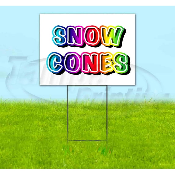 Snow Cones (18" x 24") Yard Sign, Includes Metal Step Stake