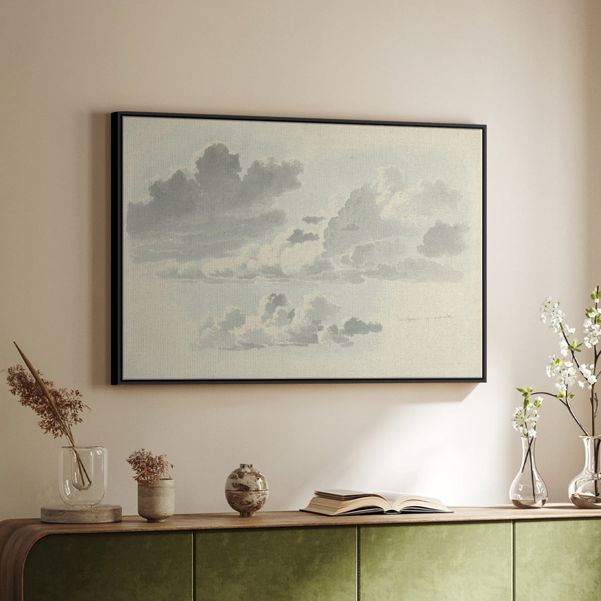 Vintage Landscape-CCCLXVIII By Wexford Home Framed in Black Wood Gallery Wrapped Canvas 25 in. x 37 in.