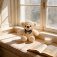thumbnail image 3 of Eoozwa Teddy Bear Plush Doll with Blue Bow Tie, Soft Stuffed Animal in White Brown Khaki, Sitting Pose for Home Shelf Decor, 11.02 Inches, 3 of 6