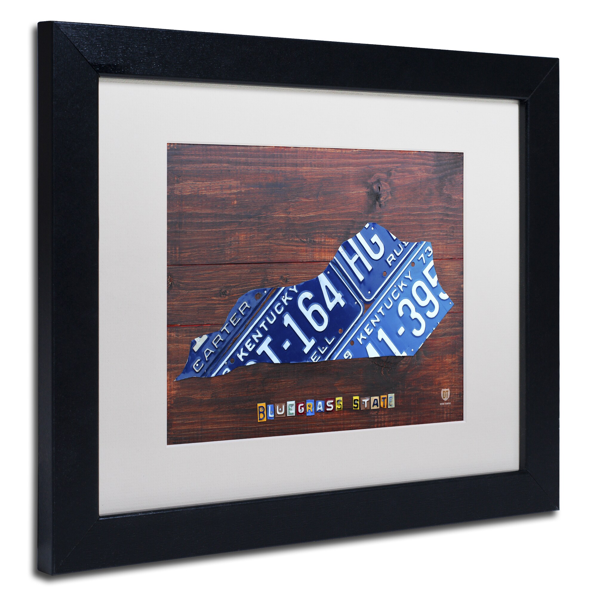 Trademark Fine Art 'Kentucky License Plate Map' Canvas Art by Design Turnpike, White Matte, Black Frame
