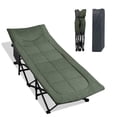 thumbnail image 2 of Dark Green Camping Cot For Adults With Cushion And Pillow Portable Folding Bed Lightweight Tent Cot With Carry Bag Supports Up To 450 Lbs, 2 of 7