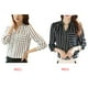thumbnail image 3 of Blusa de mujer de manga larga con cuello en V y bolsillo frontal a rayas blancas y negras sidaley FS11531-01, 3 of 7