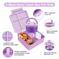 thumbnail image 2 of Set de loncheras MAXSO Bento para niños con termo para sopa, 240 ml, color morado, 2 of 7