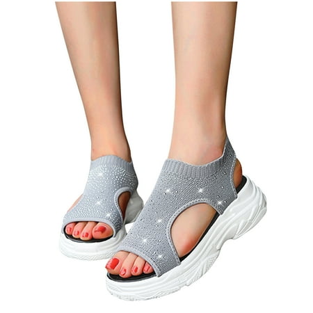 

Summer Ladies Women Thick Soled Shoes Fish Mouth Casual Net Cloth Sandals