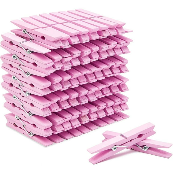Juvale Wooden Clothespins for Classroom Decor - 100 Pack, Pink, Modern - Laundry Clips, Photo Clips & Craft Clothespins